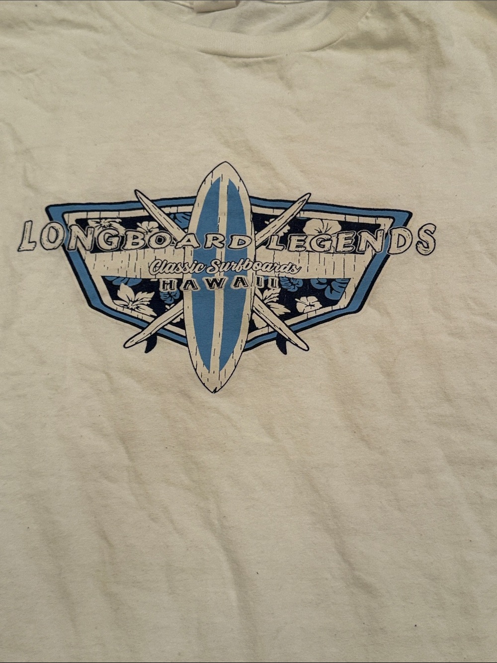 Longboard Legends Hawaii Graphic Tee - Cream/Blue